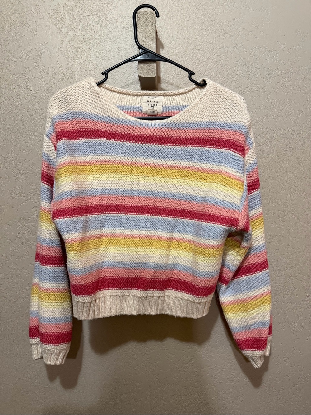 Multicolor Striped Crewneck Sweater - Cream, Pink, Blue, Yellow